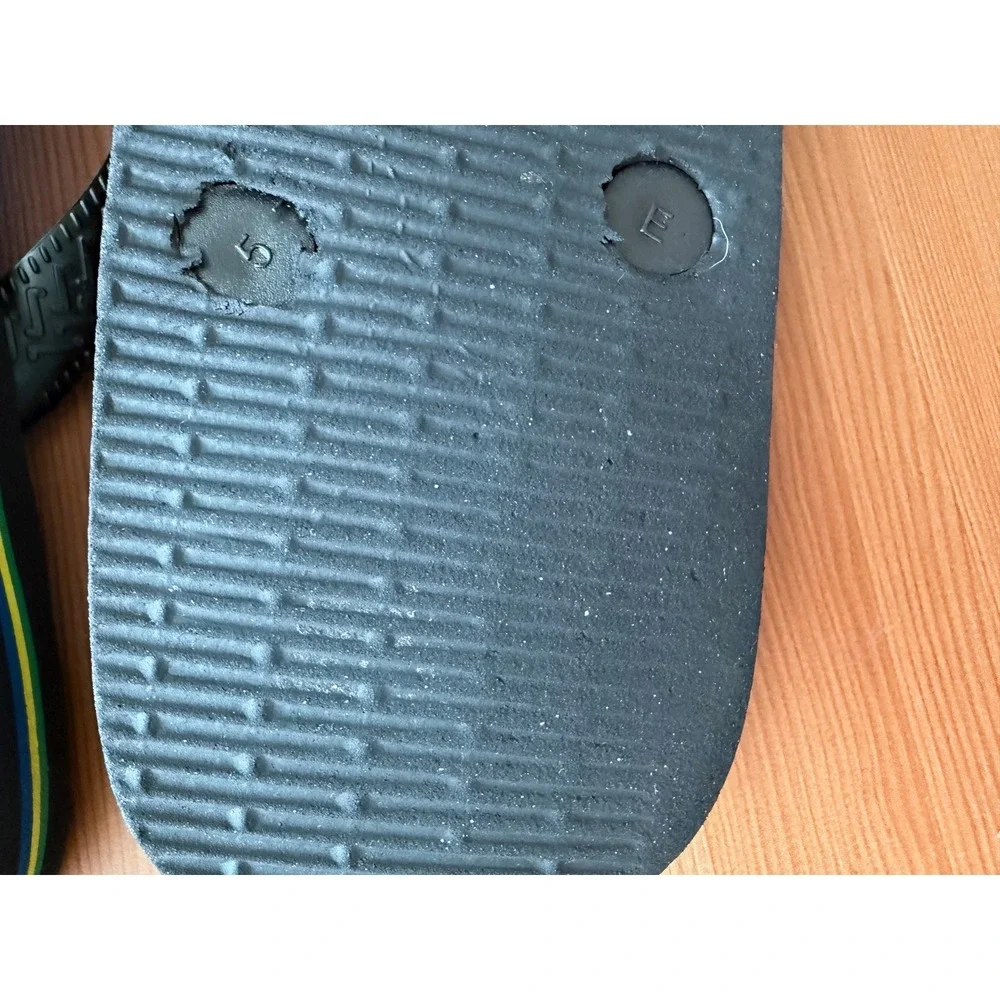 Havaianas Brasil Logo Black Flip Flops Sandals Mens 7/8 Womens 9/10